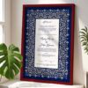 Islamic Wedding Contract Customized Frame - Blue Floral Motifs - Maroon - The Framers