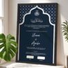 Black Wooden Frame Muslim Wedding Contract Frame Navy Blue