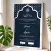 White Wooden Frame Muslim Wedding Contract Frame Navy Blue