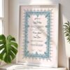 Modern Nikahnama Frame Blue and White Wedding Contract - White - The Framers