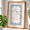 Modern Nikahnama Frame Blue and White Wedding Contract - Wood - The Framers