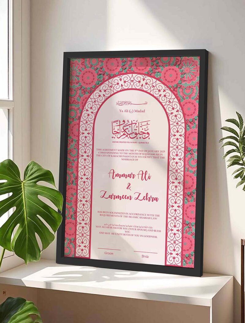 Flamingo Filigree Wedding Contract Agreement - Customizable - Black - The Framers