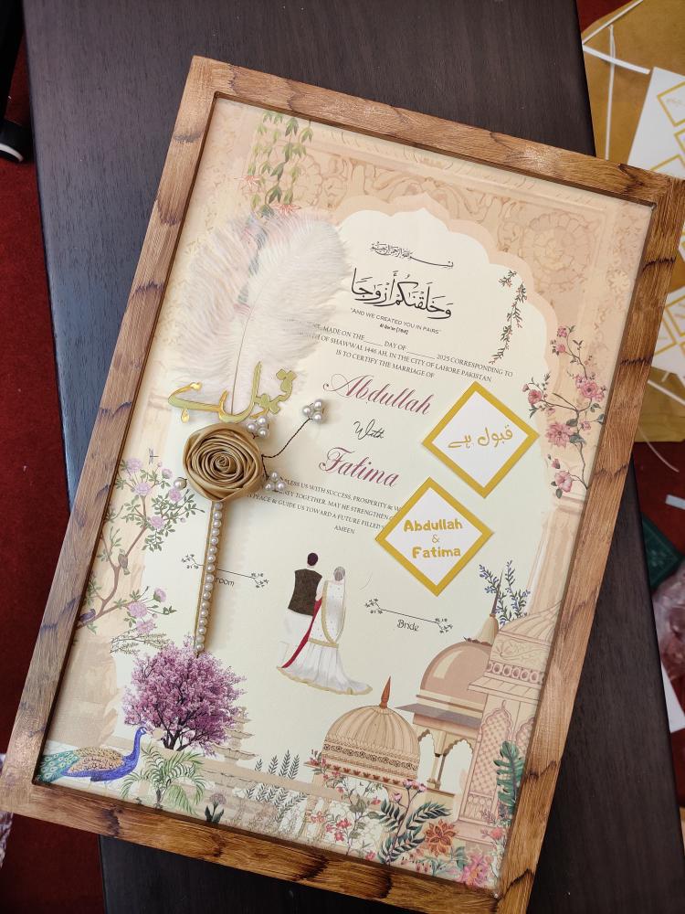 Gold Flower Ribbon Nikkah Pen - Customized