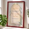 Birds Theme Nikkah Certificate with Maroon Wooden Frame