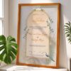 Birds Theme Nikkah Certificate with light brown Wooden Frame