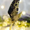 Vintage Quill Nikkah Pen with Feather - Black Gold Metallic