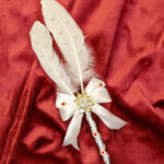 White Bow Nikkah Pen Design with Feathers