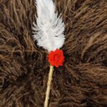 nikkah pen - red flower white feather gold pen