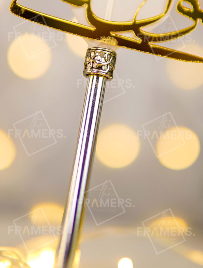 Luxury Silver Matalic Nikkah Pen with white feather - Imported