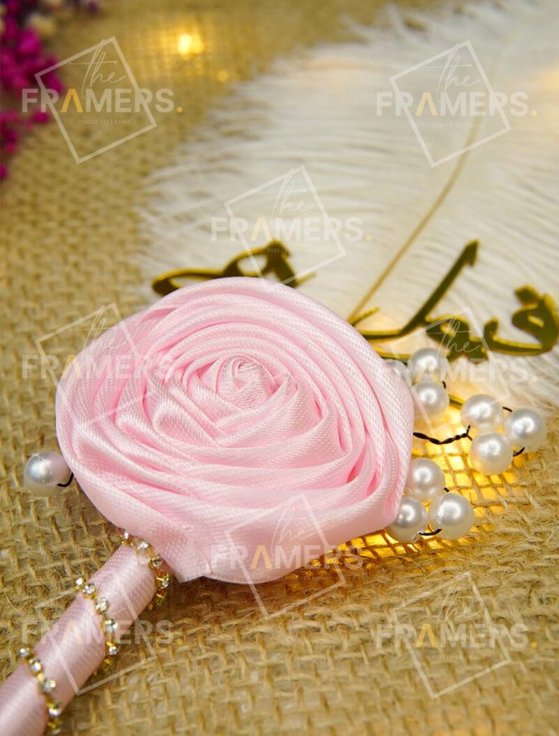 Pink Luxury Nikkah Pen with Flower and Feather