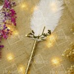 Qabool Hai Nikkah Pen Gold Glitter Lace & Feather
