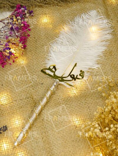 Qabool Hai Nikkah Pen Silver Glitter Lace & Feather