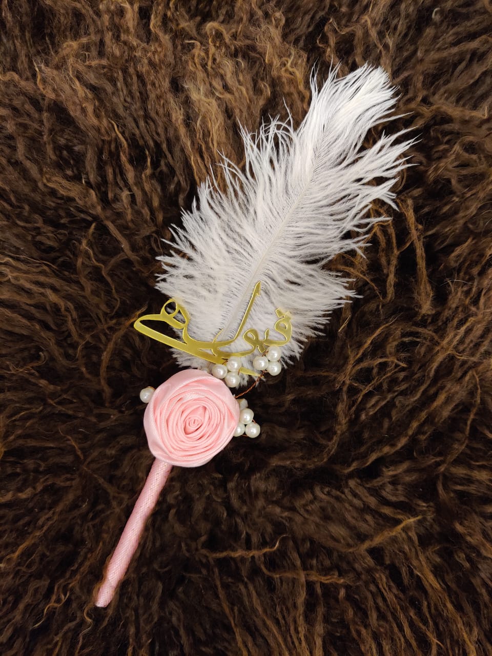 Pink Nikkah Pen with Flower and Feather