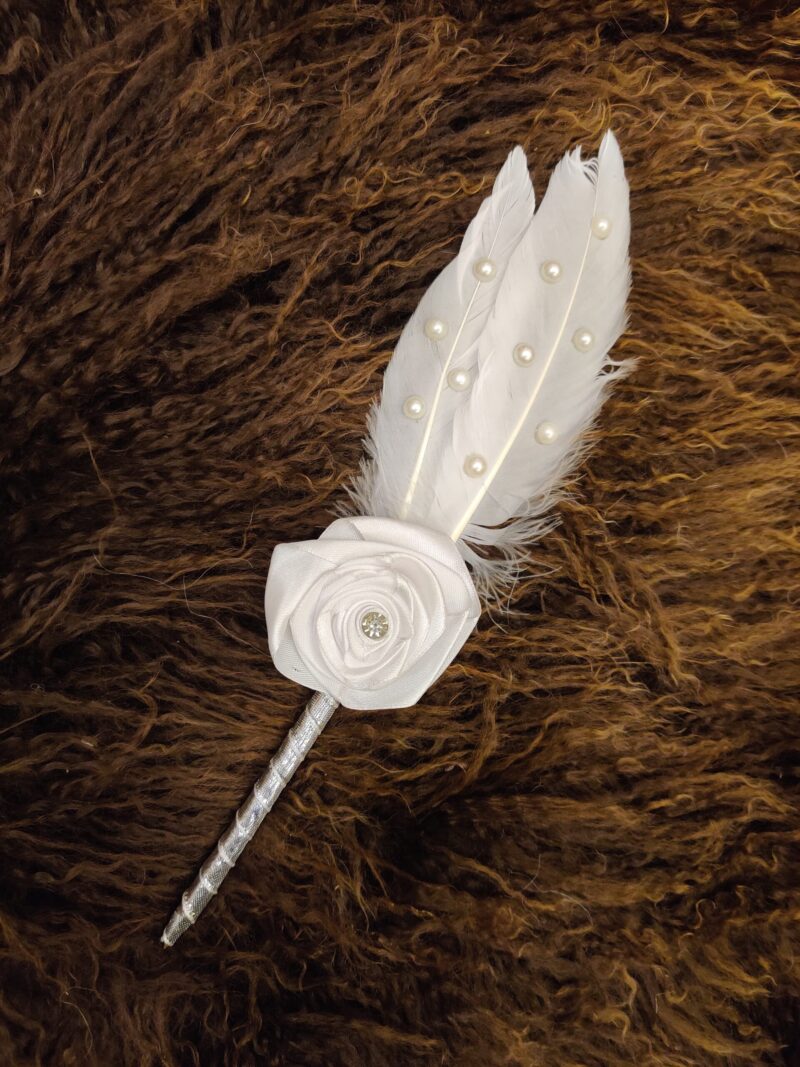 Handmade White Nikkah Pen with Flower