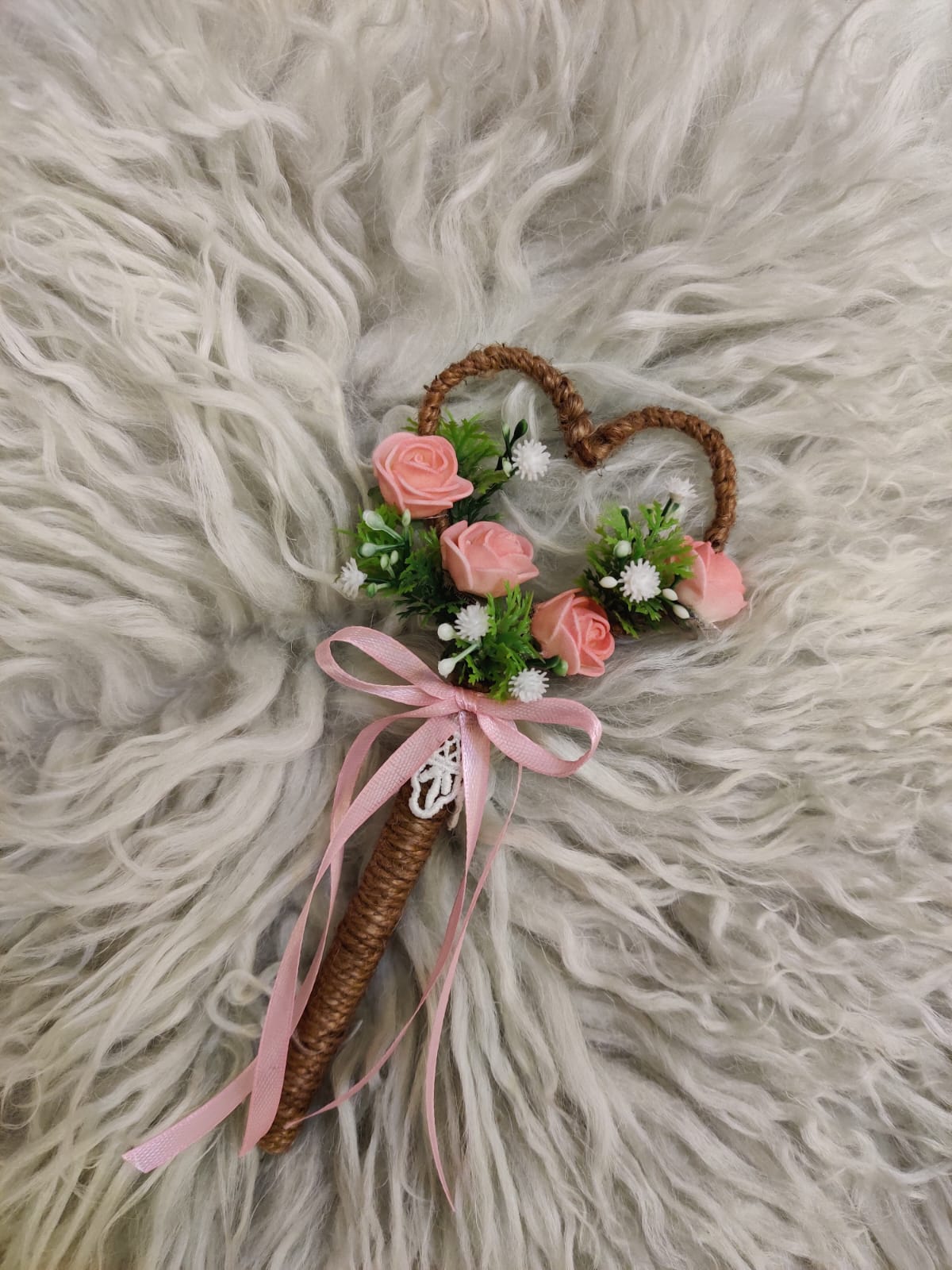 Handmade Jute Nikkah Pen with Flowers
