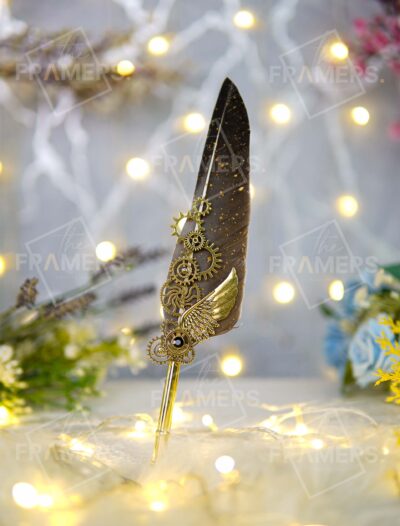 Vintage Grey Dip Pen with Quail