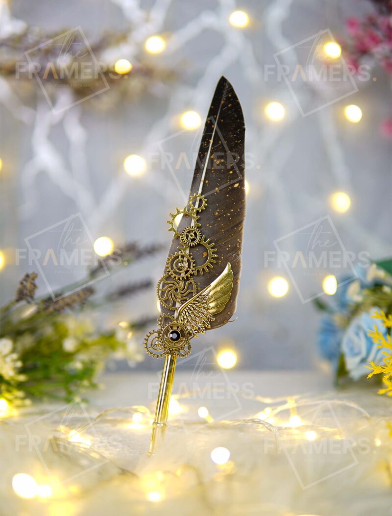 Vintage Grey Dip Pen with Quail