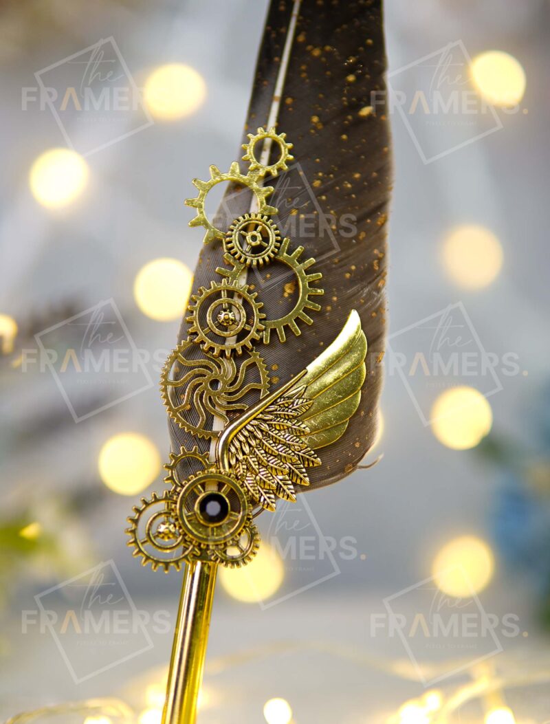 Vintage Grey Dip Pen with Quail