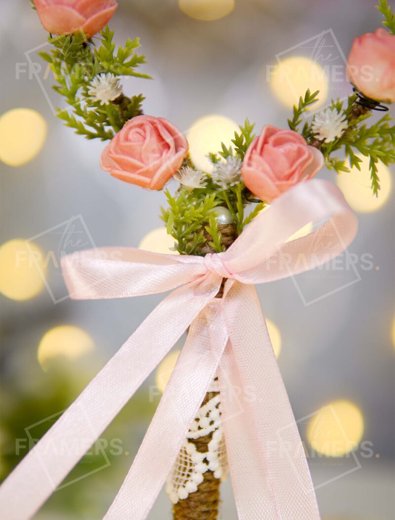 Handmade Jute Nikkah Pen with Flowers and Bow
