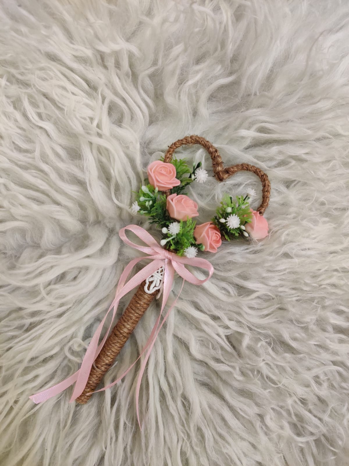 Handmade Jute Nikkah Pen with Flowers