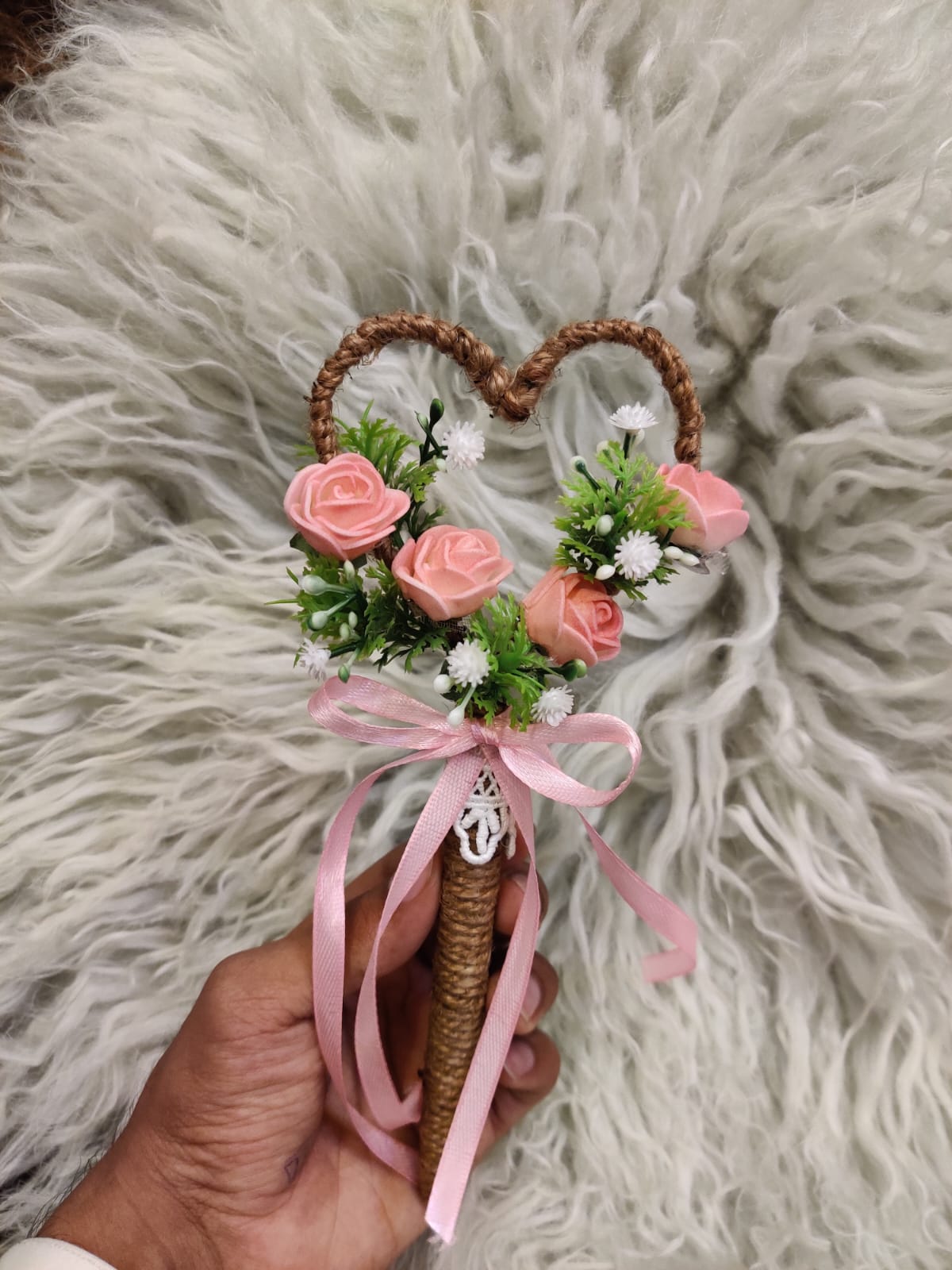 Handmade Jute Nikkah Pen with Flowers