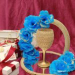 Doodh Pilai Glass with Tray - GoldxBlue