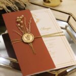 Rustic Wax Seal Wedding Card with Dried Flowers (Terracotta)