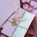 Boho Wedding Card with Wax Seal & Dried Flowers (Blush Pink)