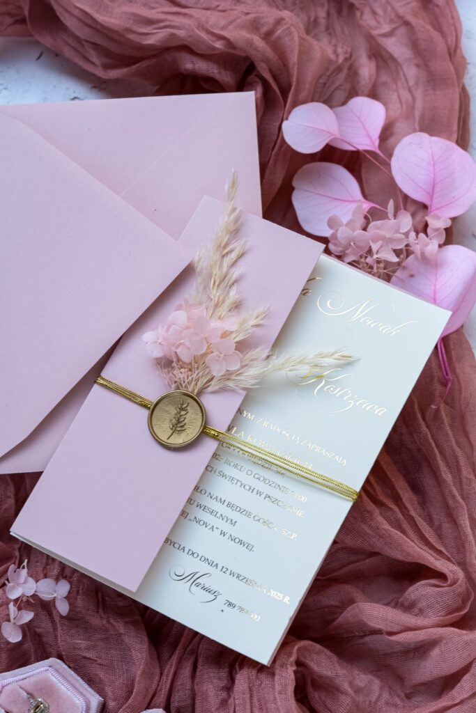 Boho Wedding Card with Wax Seal