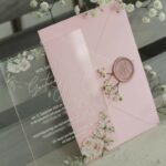Romantic Pink Floral Acrylic Card with Wax Seal