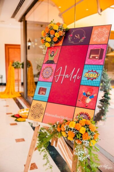 Funky Retro Pop-Art Haldi Welcome Board
