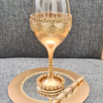Modern Matte Gold Doodh Pilai Glass & Tray Set