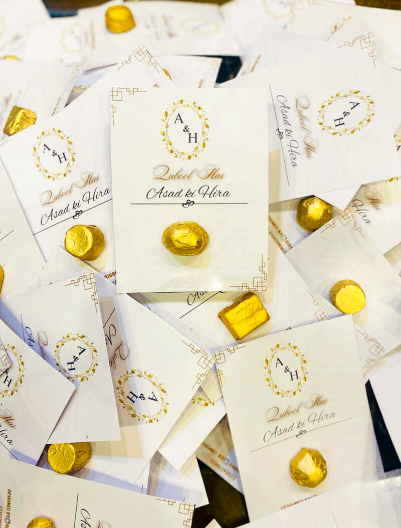 "Qubool Hai" Favor Card with Chocolate