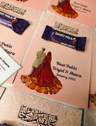 "Baat Pakki" Favor Cards with Chocolate