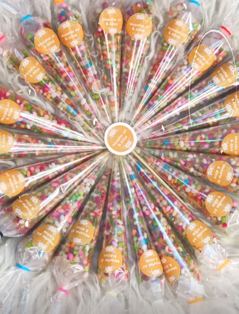 Personalized Candy Cone Favors (Rainbow Sprinkles)