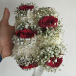 Lush Bridal Artificial Gajray with Red Roses & Baby's Breath (Pair)