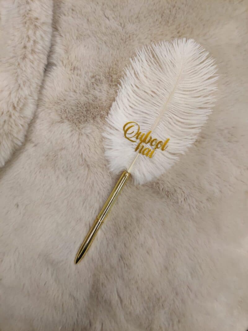 Imported Metal Pen with Ostrich Feather for Nikkah