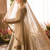 Ethereal Pearl Nikkah Veil Dupatta (Beige/Gold Sheer Net)