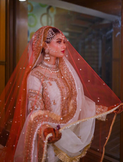 Shop Traditional Red Nikkah Dupatta (Sheer Net)