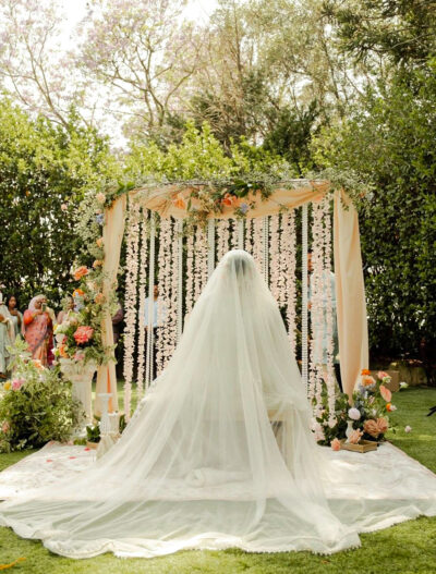 Romantic White Nikkah Veil Dupatta