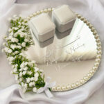 Ethereal Baby's Breath Ring Tray with "Bismillah" & Pearl Border