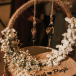 Rustic Wood Ring Tray with Engraved Names & Jute Handle