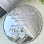 Modern Crystal Ring Tray with Custom Calligraphy (Silver)