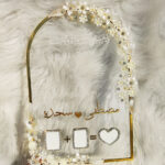 Arched Nikkah Thumb Board with 3D Pearl Flowers (Gold)