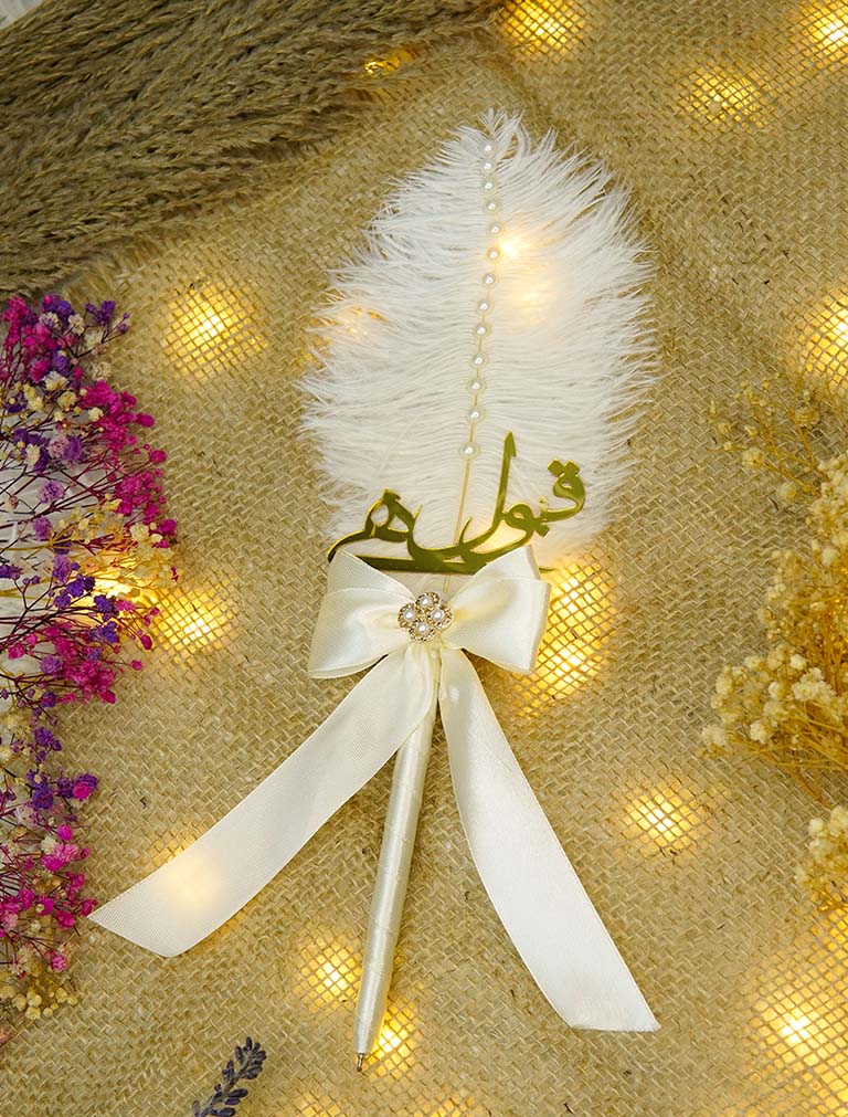 Feather nikkah pen with Qabool Hai