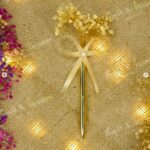 Baby's Breath Metal Pen with Golden Bow